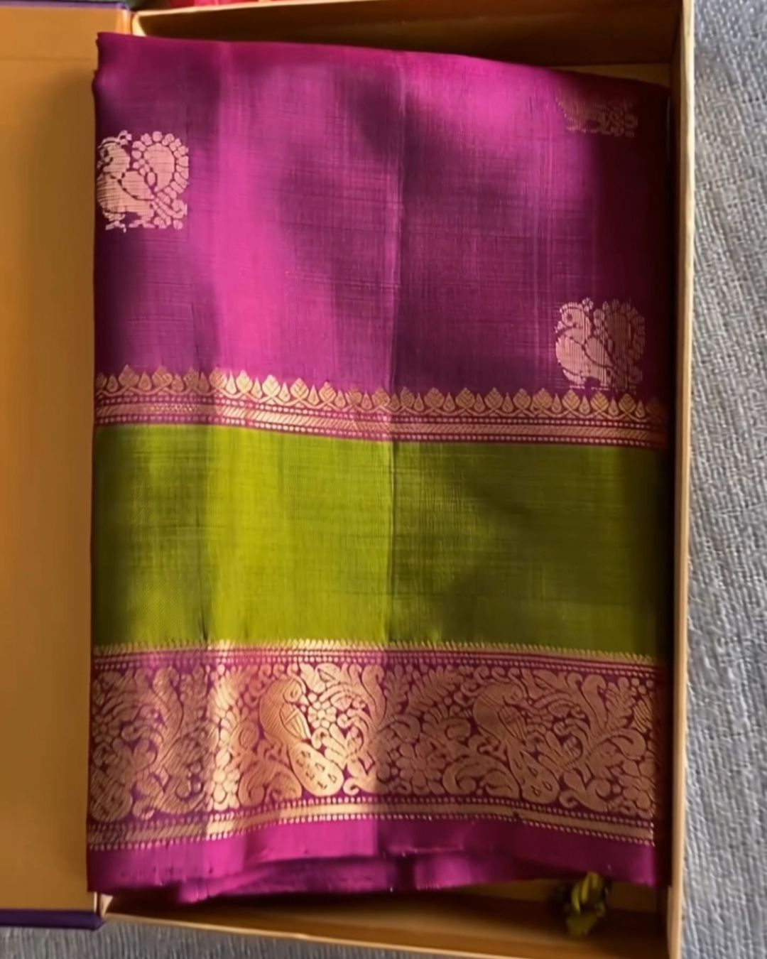 Beet-Root Parrot Silk Saree
