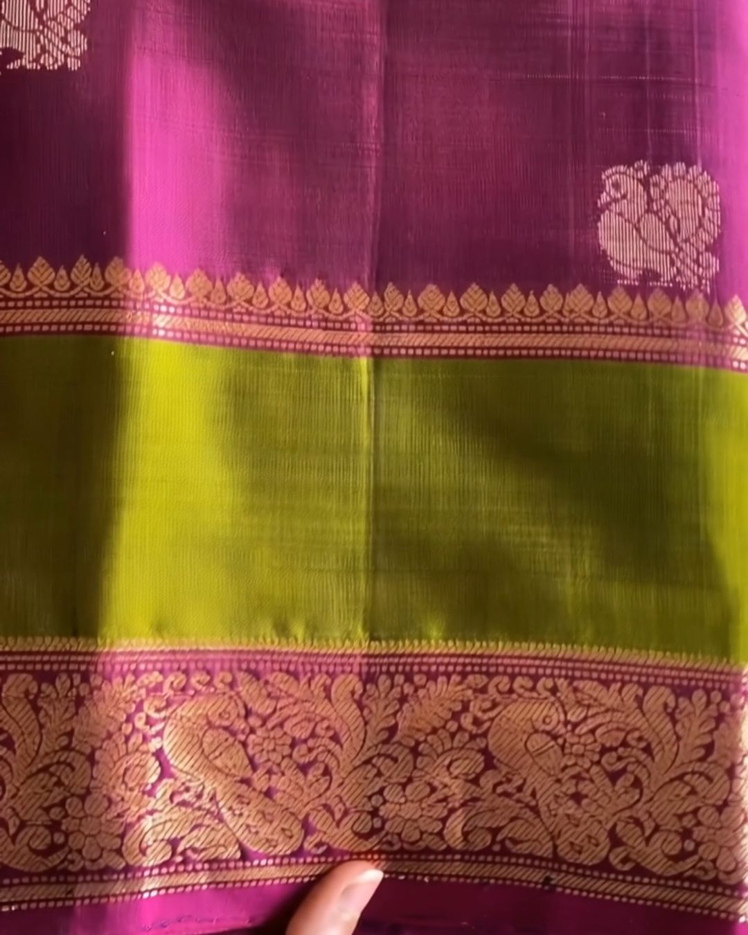 Beet-Root Parrot Silk Saree