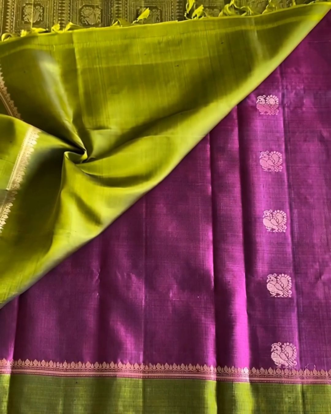 Beet-Root Parrot Silk Saree