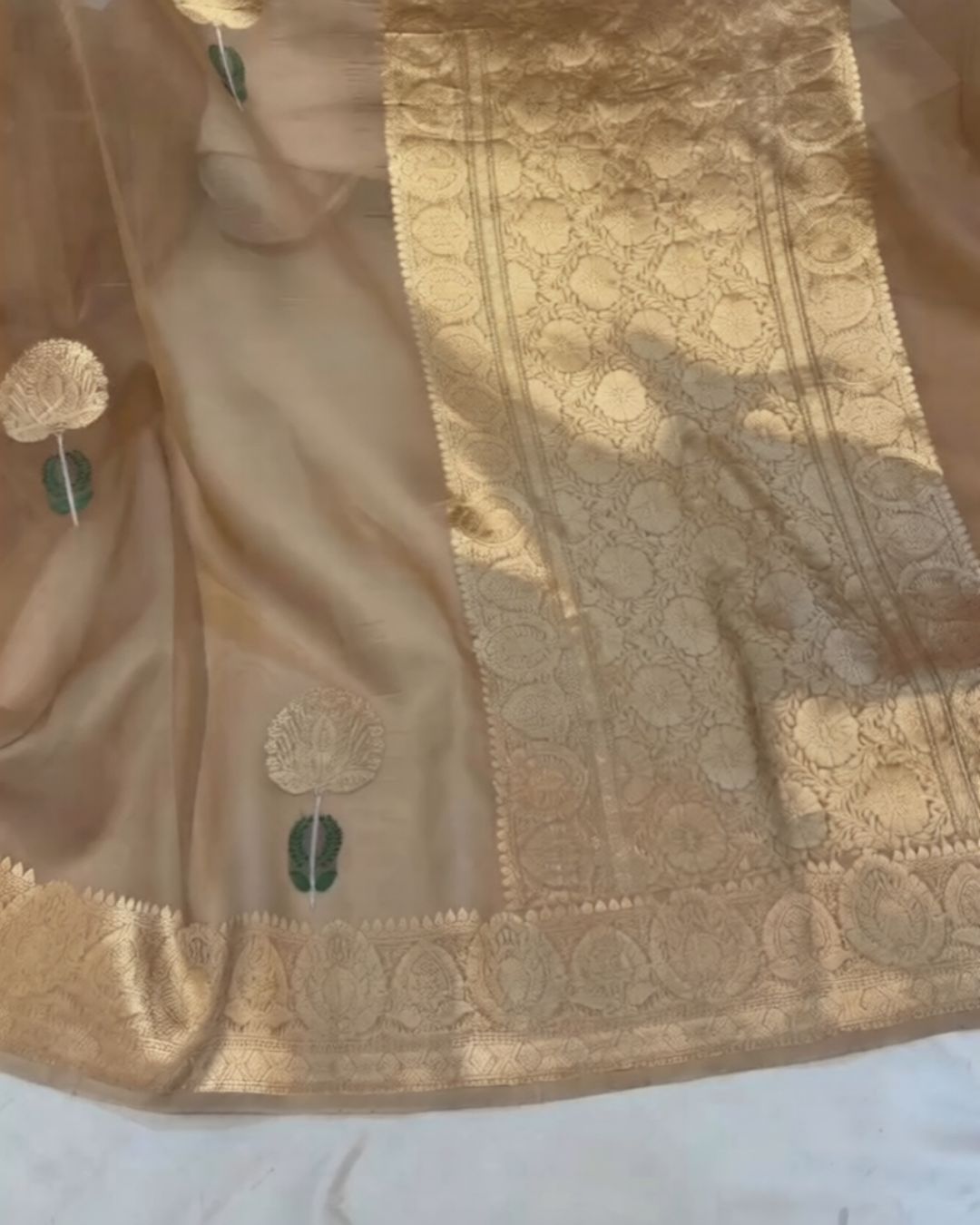 Beige-Gold Silk Saree