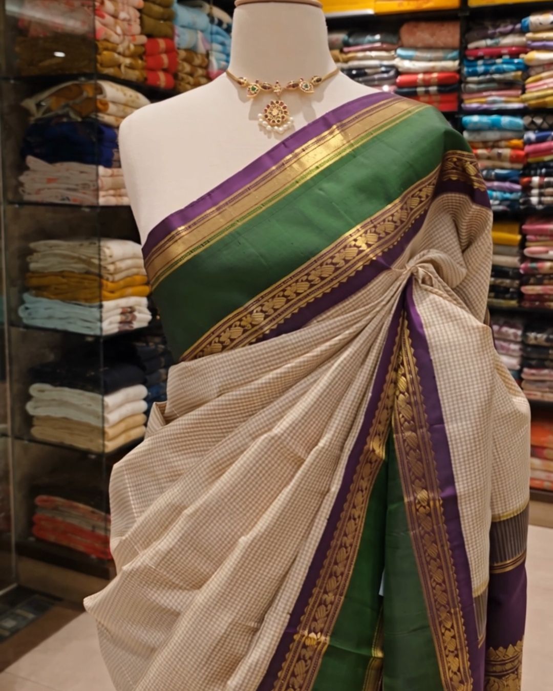 Emerald Chex Silk Saree