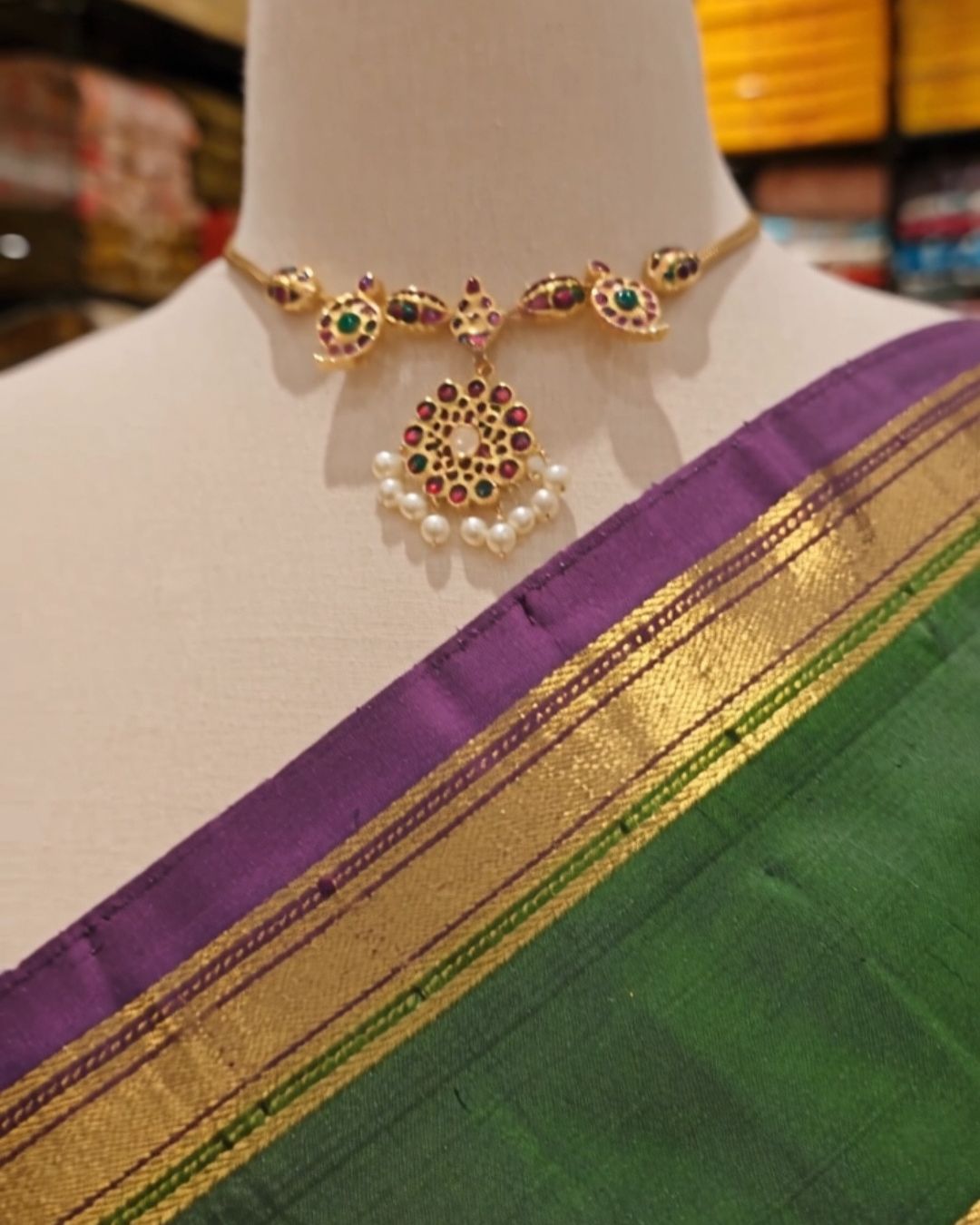 Emerald Chex Silk Saree