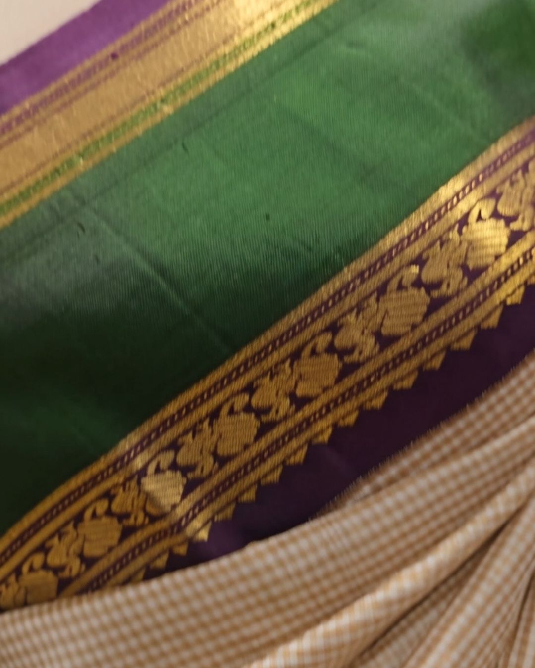 Emerald Chex Silk Saree