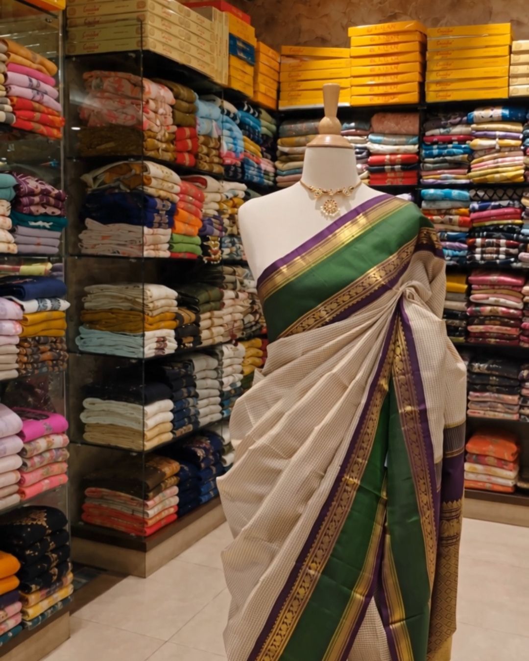 Emerald Chex Silk Saree