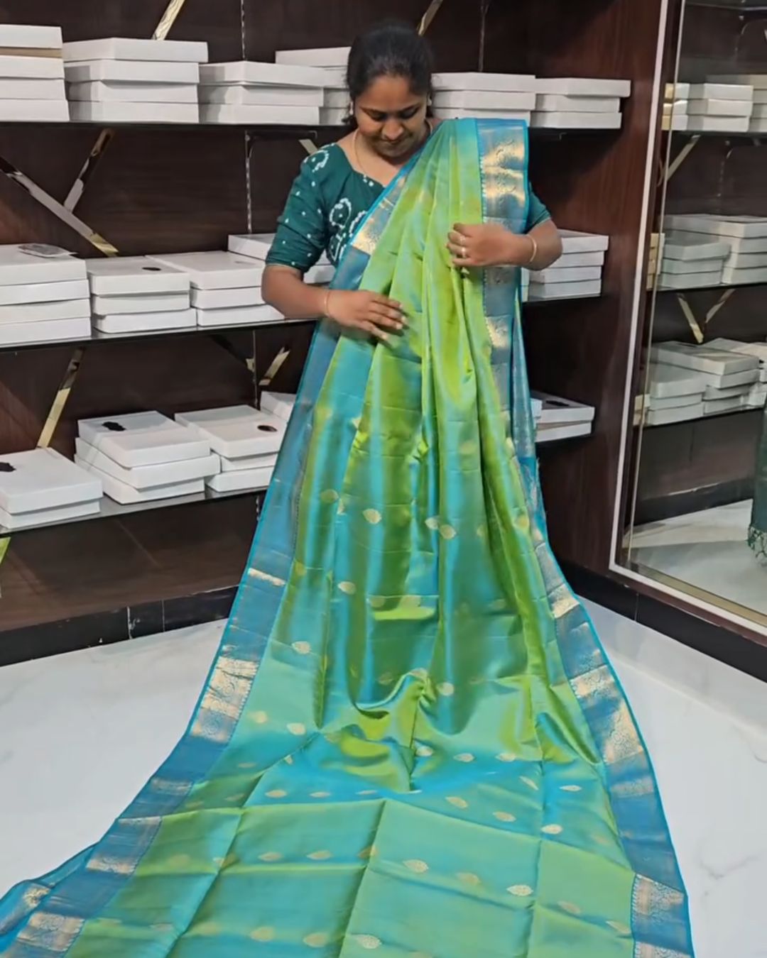 Firozi Silk Saree