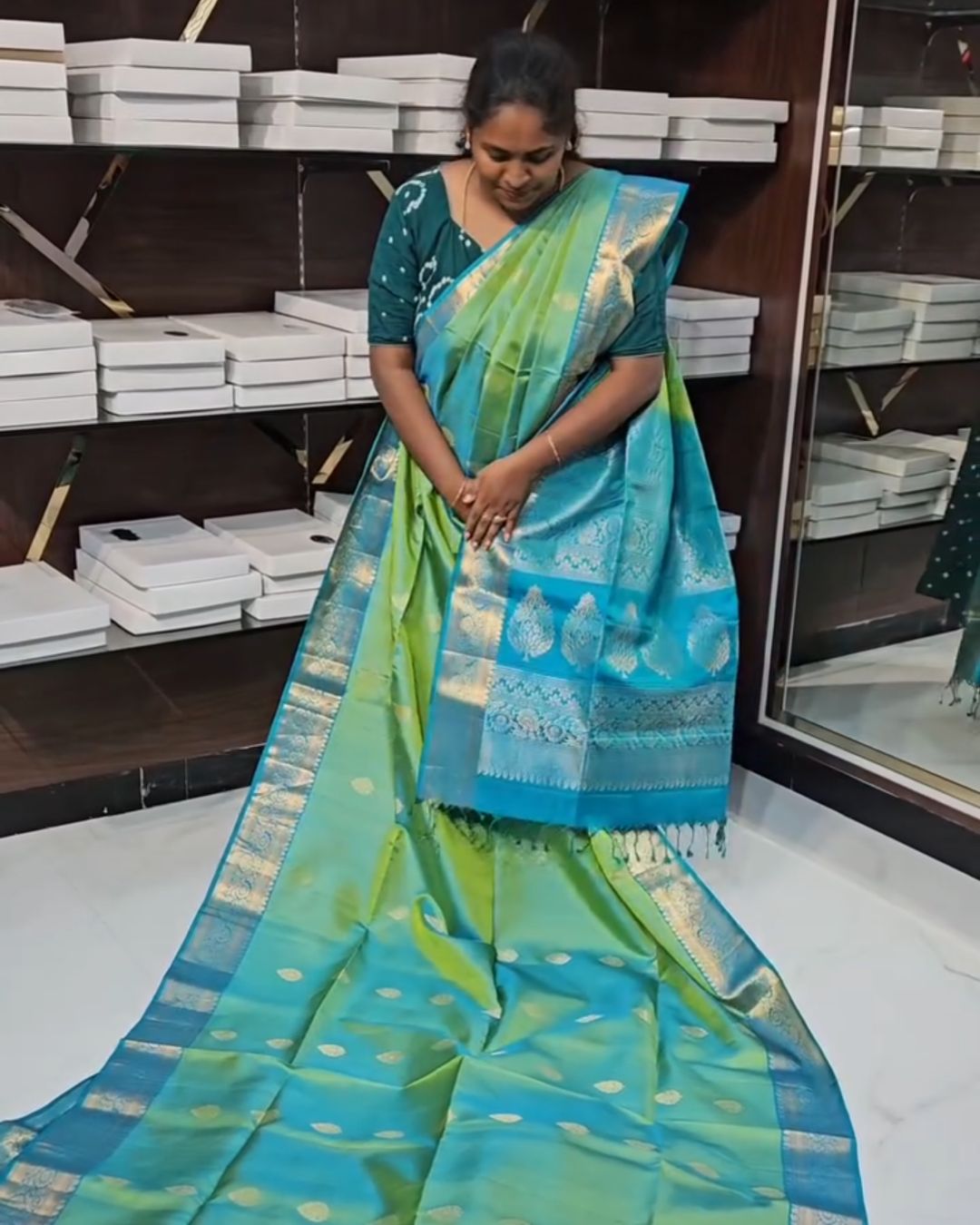 Firozi Silk Saree