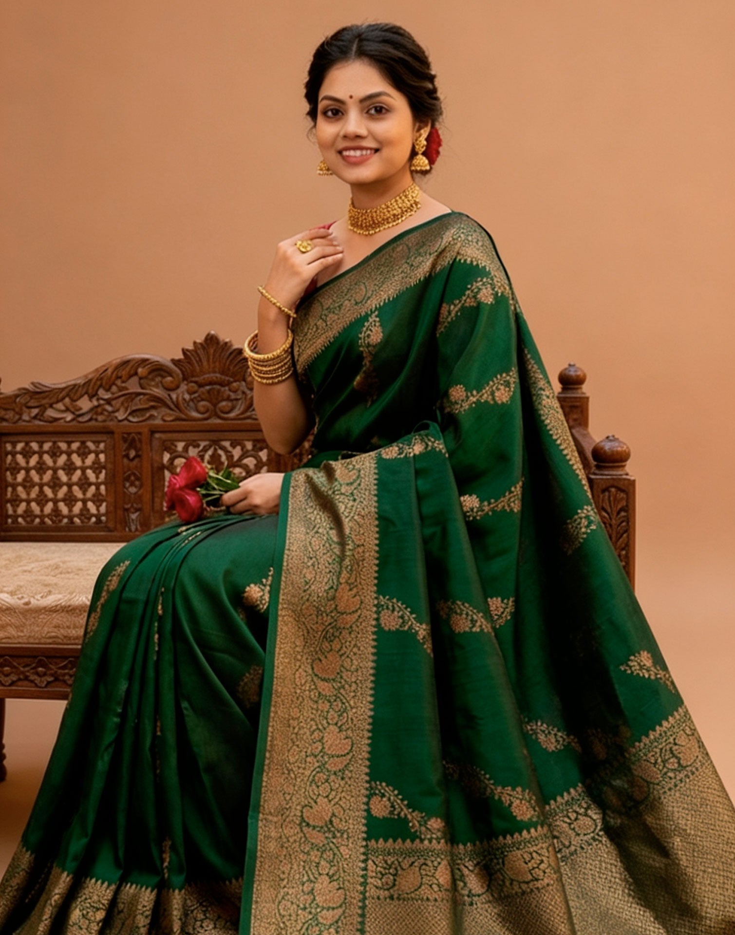 Floral Zari Laheriya Saree