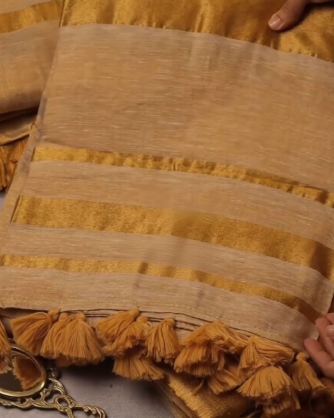 Ivory Gold Silk Saree