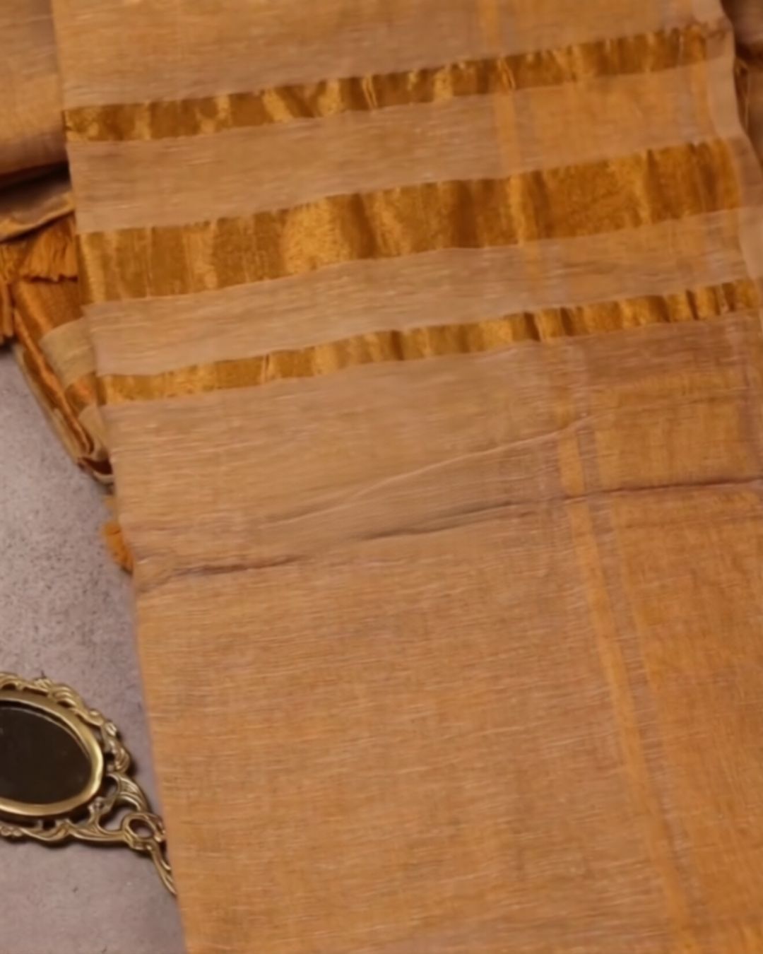 Ivory Gold Silk Saree