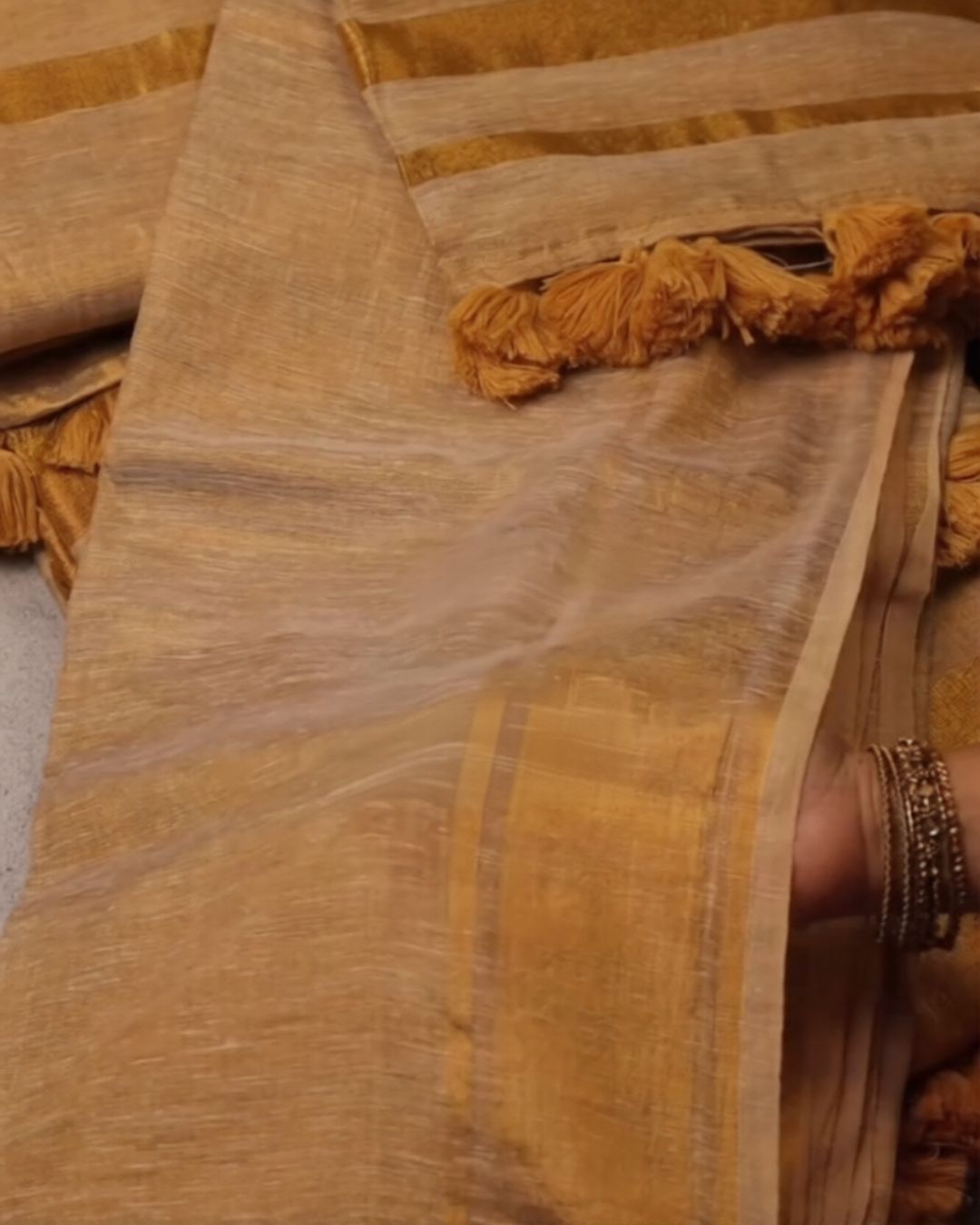 Ivory Gold Silk Saree