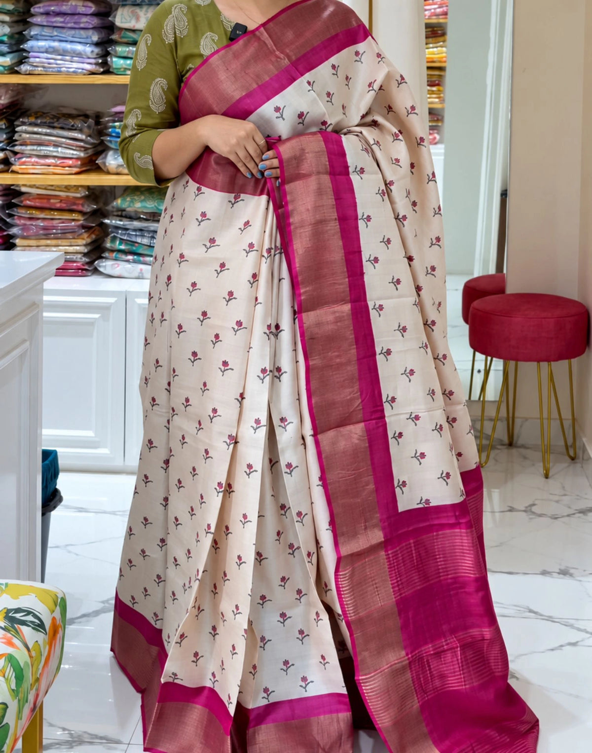 Nilavu Tussar Silk Saree
