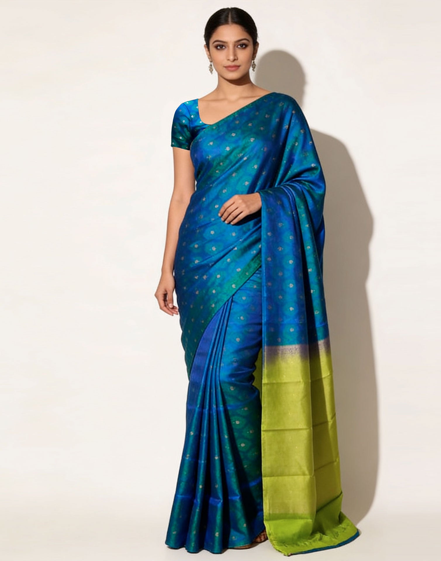 Peacock blue Silk saree
