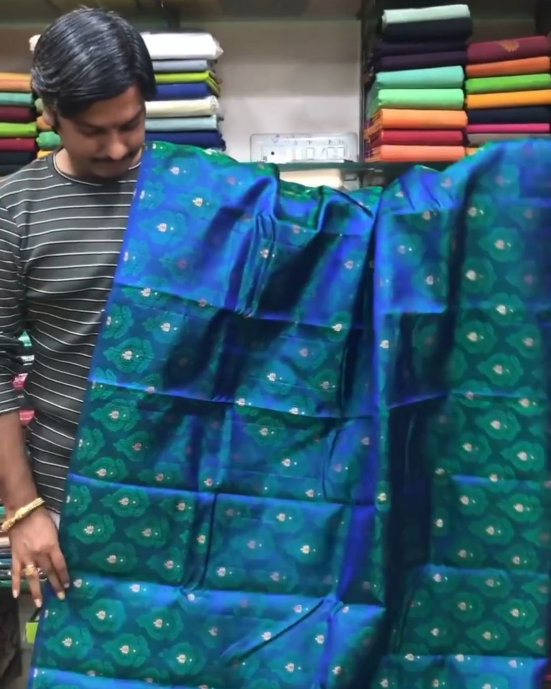 Peacock blue Silk saree