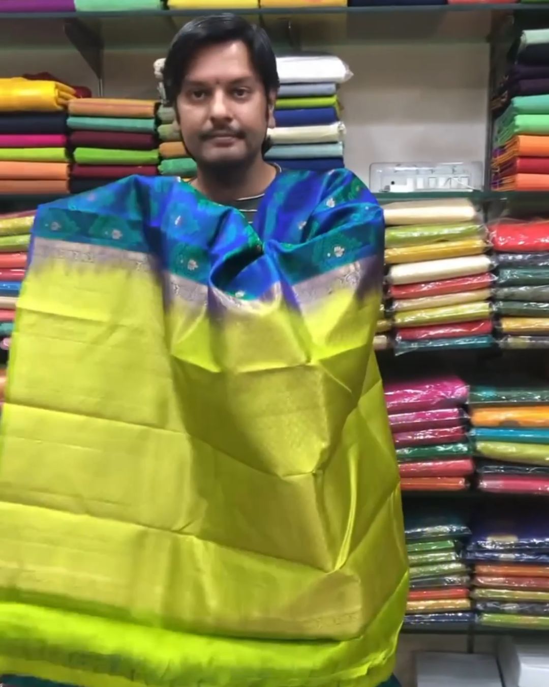 Peacock blue Silk saree