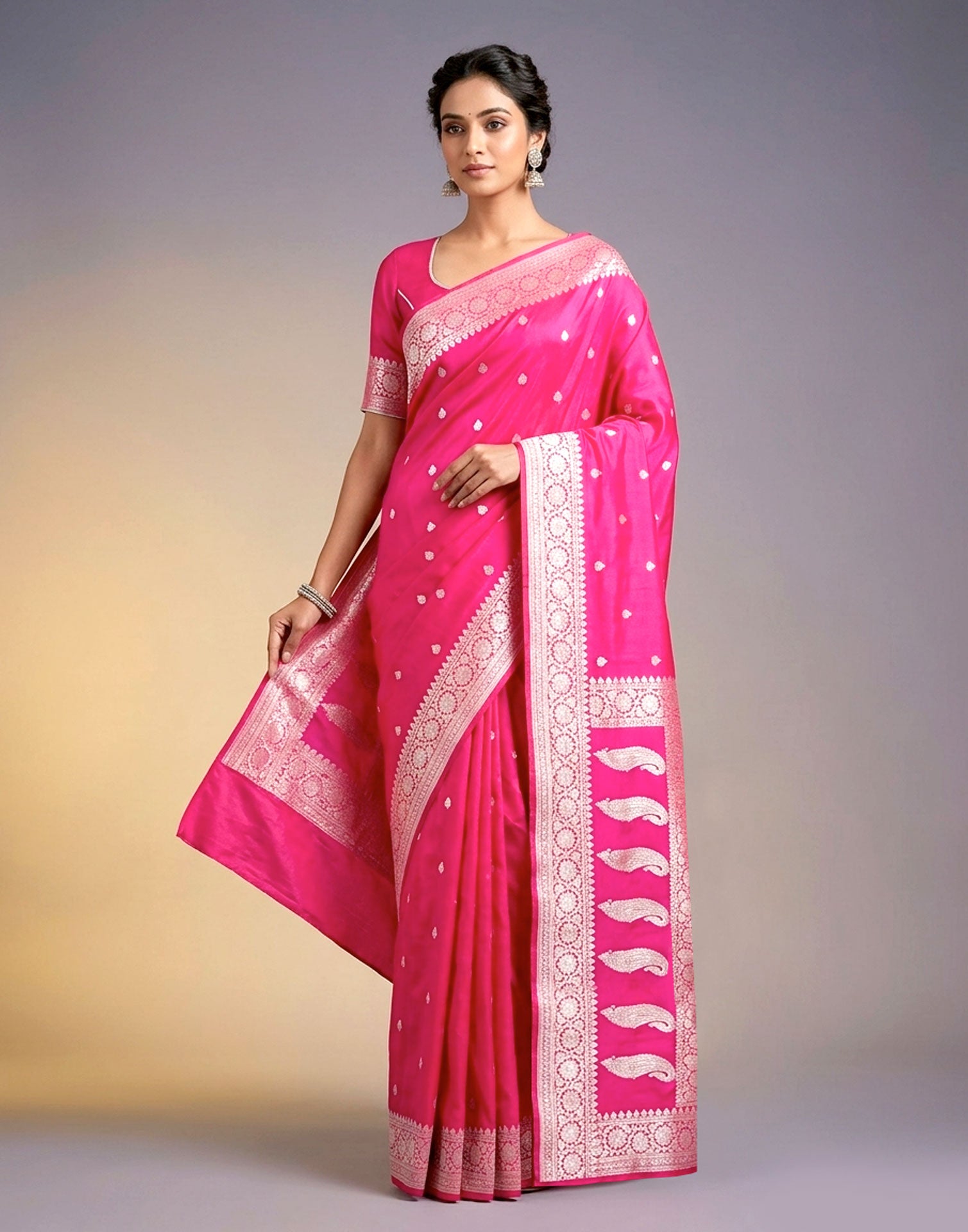 Pink Banarsi Silk Saree