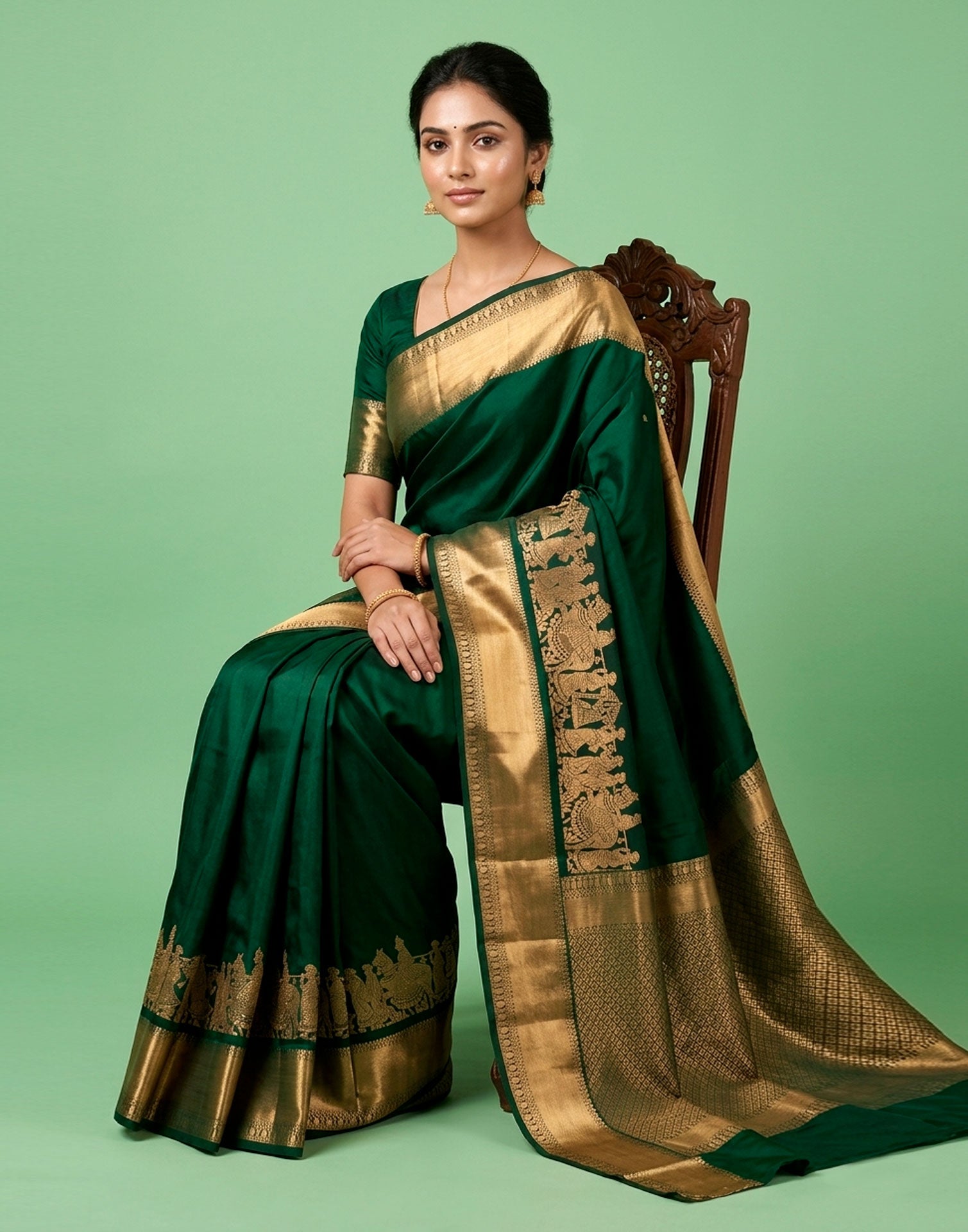 Rich Green Silk Saree