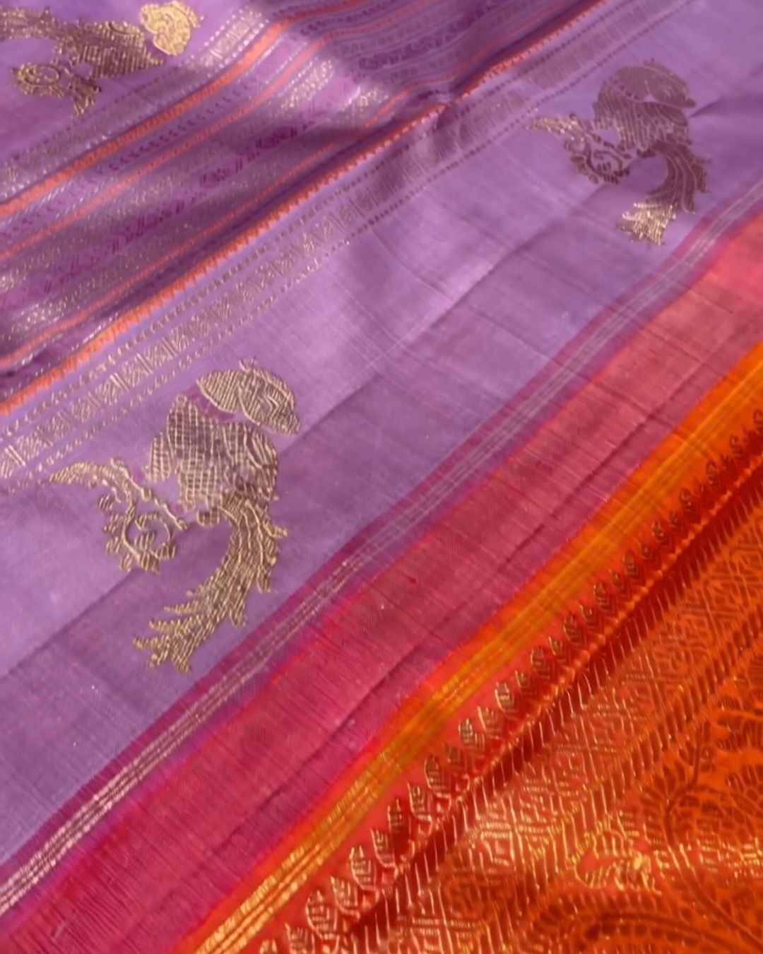 Rust-Purple Banarsi Silk Saree