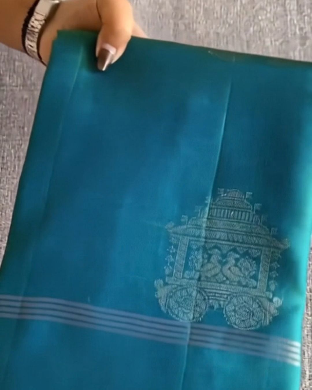 Sky Peacock Kanchipuram Saree