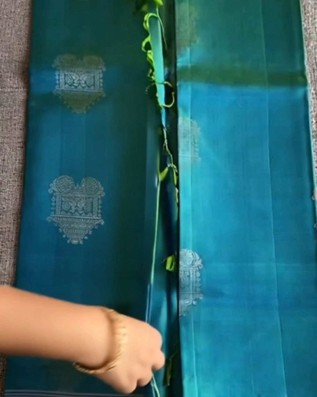 Sky Peacock Kanchipuram Saree