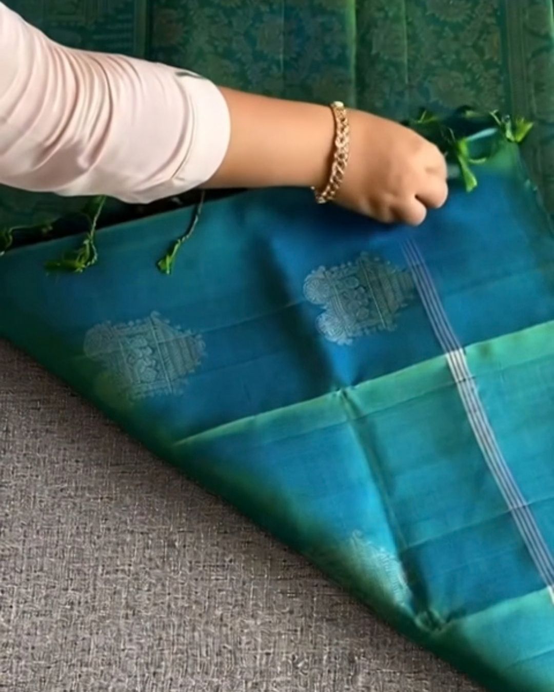 Sky Peacock Kanchipuram Saree