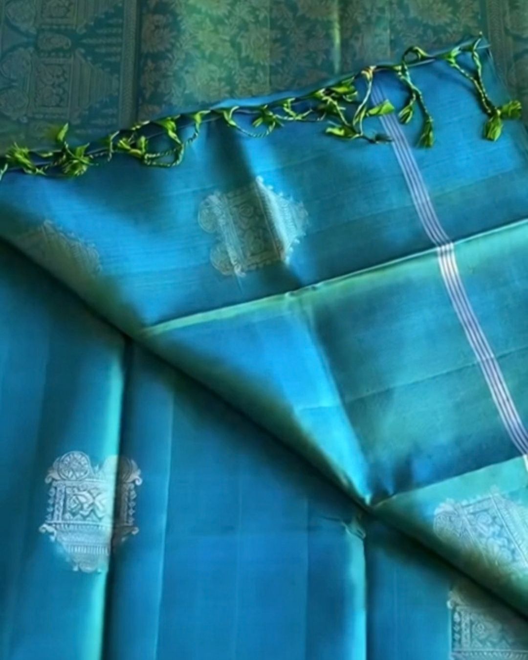 Sky Peacock Kanchipuram Saree