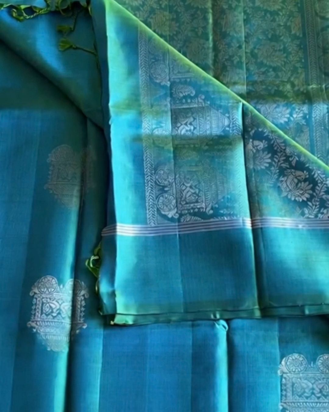 Sky Peacock Kanchipuram Saree