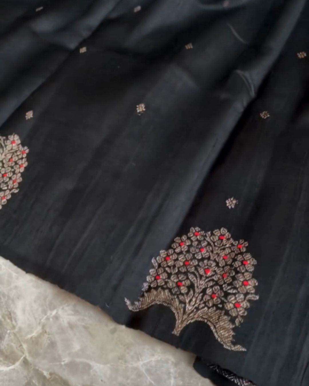 Tushar Black Silk Saree