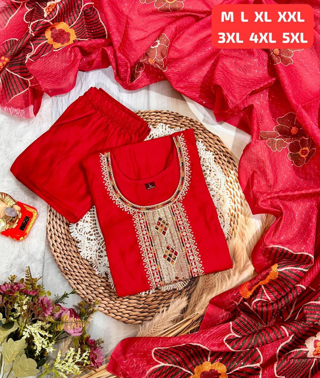 Premium Roman Suit Set with Chanderi Digital Print Dupatta