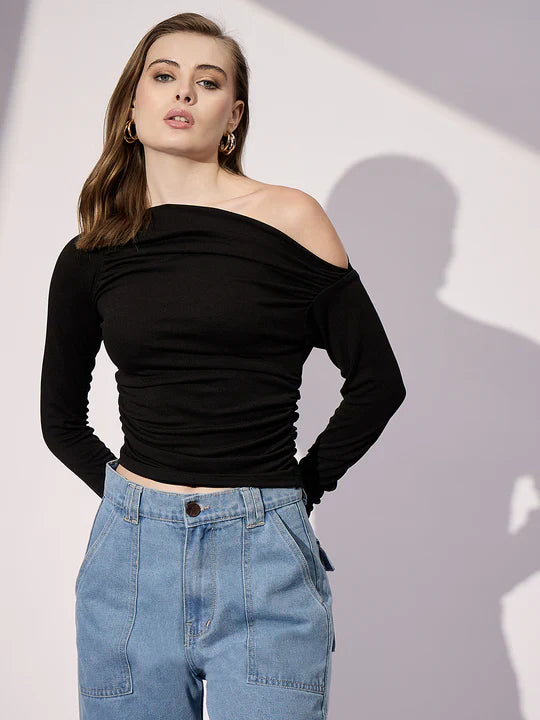 Stretchable Asymmetrical Ruched Top