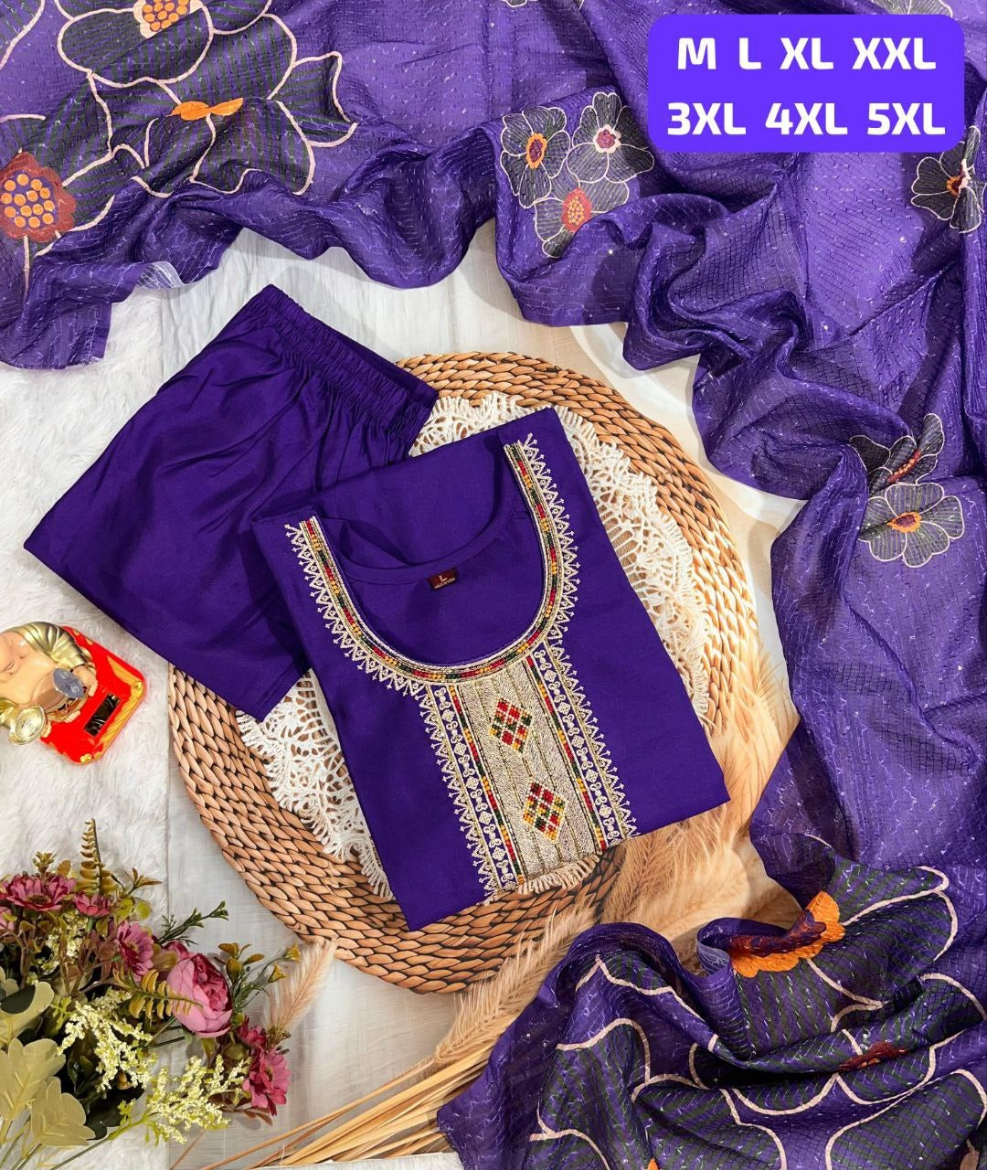 Premium Roman Suit Set with Chanderi Digital Print Dupatta