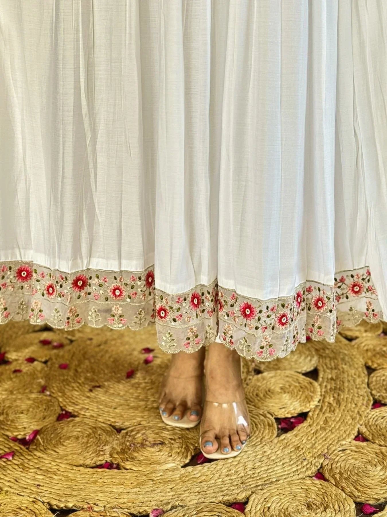 Exclusive White Embroidered Designer Angrakha Kurta Set 2025